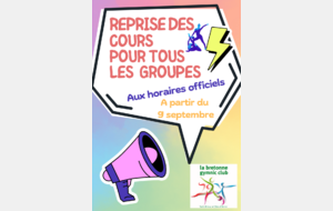 Reprise des cours saison 2024-2025