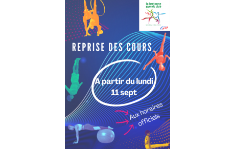 Reprise des cours saison 2023-2024